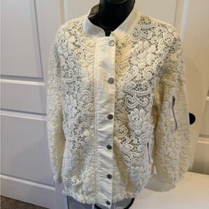 BiBi Cream Lace Bomber Jacket